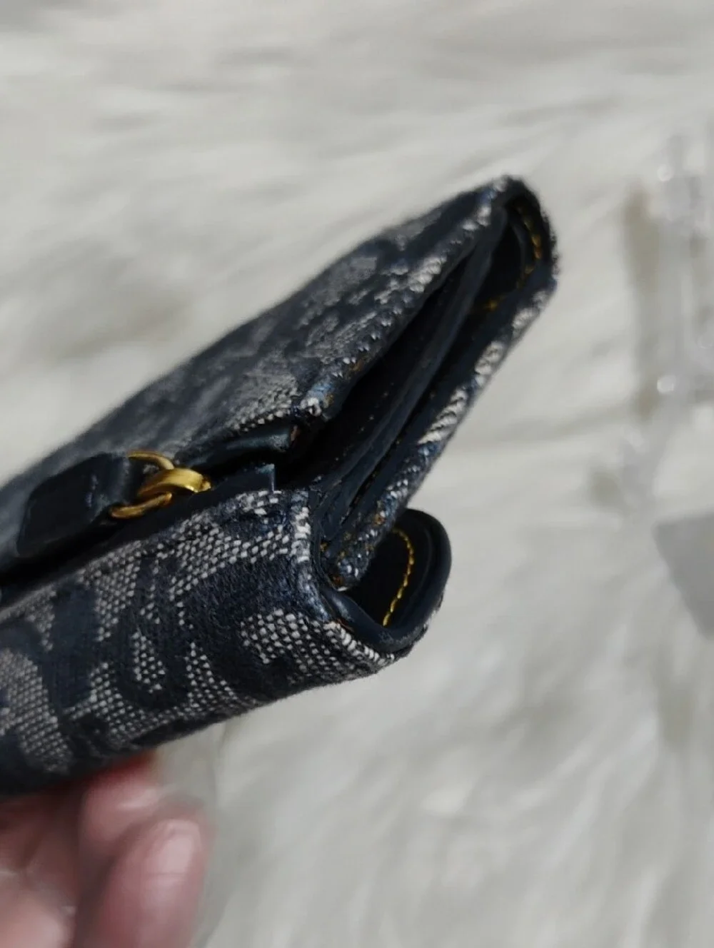 SALE! Christian Dior Navy Monogram Canvas Saddle Wallet W/Card